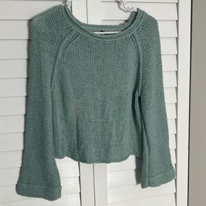 Free People Women's Mint Green Knit Sweater - Lightweight Crewneck